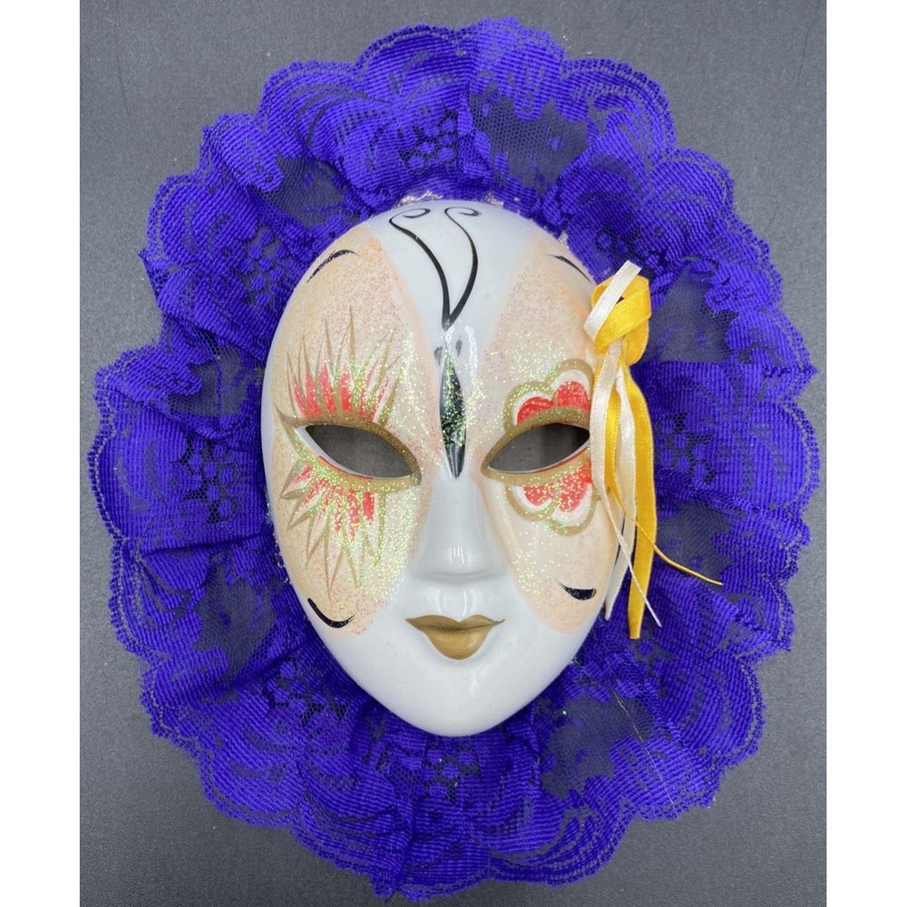 Mardi Gras 18 Daniel Porcelain Mask Masquerade Figurine Wall Decor Hand Painted